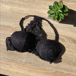 Front clasp lace black bra